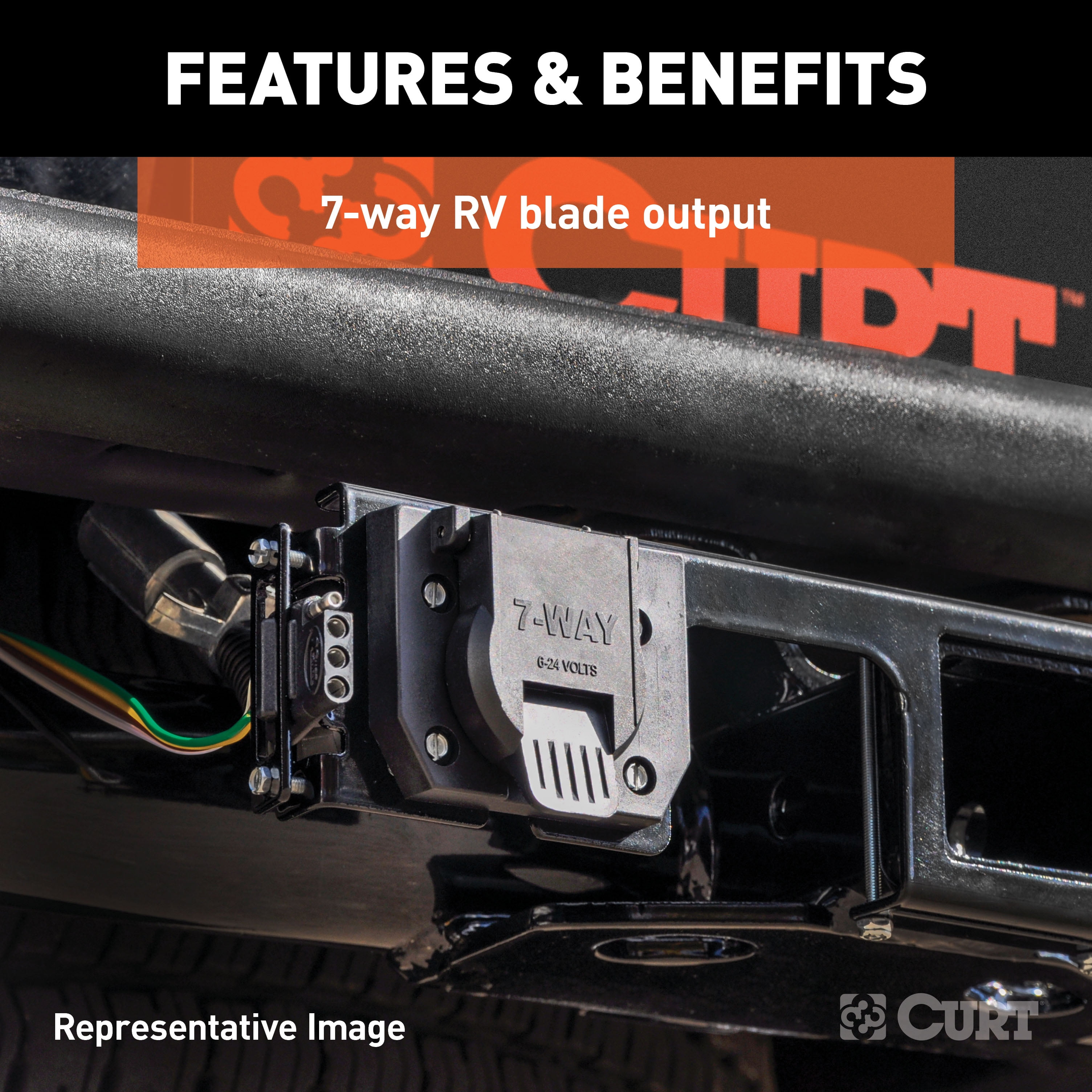 CURT 56326 Vehicle-Side Custom RV Blade 7-Pin Trailer Wiring Harness, Select Chevrolet Blazer, Cadillac XT5, XT6, GMC Acadia