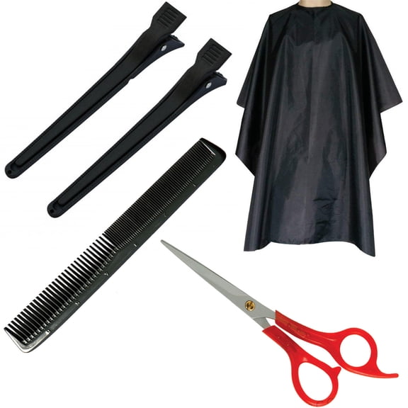 HAIR CUT KIT W/ FREE SHAMPOO CAPE BARBER HAIR STYLING SHEARS HAIR CLIPS TRIMMER