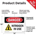 thumbnail image 2 of Nitrogen In Use OSHA Danger Rigid Plastic Sign 14 Inch x 10 Inch - 10 Pack, 2 of 8