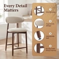 thumbnail image 5 of COLAMY Upholstered Counter Height Bar Stools Set of 3, Kitchen Island Stools with Back, Suitable for 34"-41" Table, Modern Counter Chairs with Wood Legs for Dining Room, Beige, 5 of 11