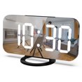 thumbnail image 1 of CNKOO Creative LED Digital Electronic Clock Dual USB Output Inductive Dimming Mirror Clock for Bedroom Study - Black White, 1 of 2
