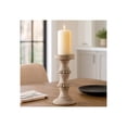 thumbnail image 4 of Decorative Wooden Pillar Candle Holder with Bead Banded - Stylish Antique Style Candlestick Holder for Table Centerpiece or Entryway Decor - Home Decor Accent for Living Room - 11", Ivory & Tan, 4 of 12