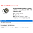 thumbnail image 2 of Headlight Bracket Sub-Body Assembly with Wire - Compatible with 1947 - 1955 Chevy Truck 1948 1949 1950 1951 1952 1953 1954, 2 of 2