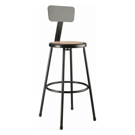 30" Heavy Duty Steel Stool with Backrest - Black