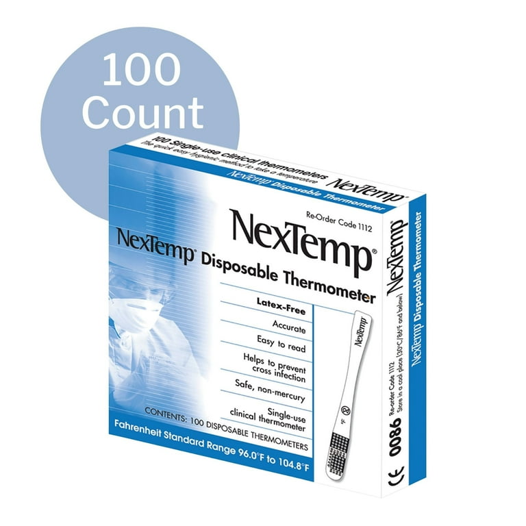 NexTemp Ultra Single-Use Thermometers - Individually Wrapped Disposable  First Aid Supplies with High-Accuracy Readings, for Work, Home, and Travel