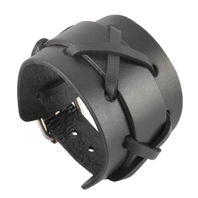 5.2cm de ancho de cuero Biker para hombre marrón / negro brazalete Sunnimix Pulsera para hombre Punk Biker