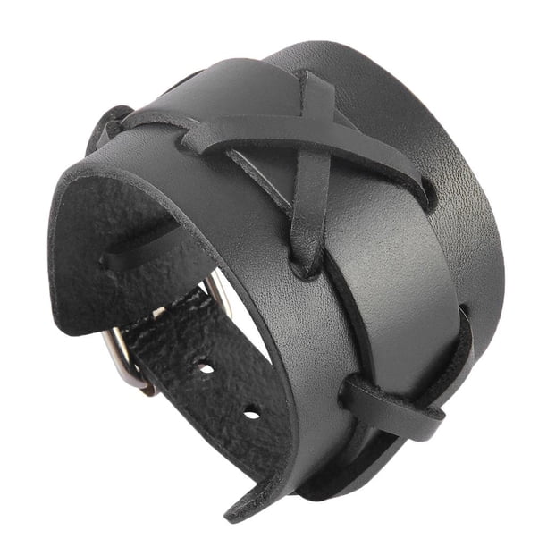 5.2cm de ancho de cuero Biker para hombre marrón / negro brazalete Sunnimix Pulsera para hombre Punk Biker