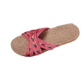 thumbnail image 2 of Open Toe Slippers for Women Family Slippers Linen Shoes Women Home Slippers Indoor Slippers Women's Summer Home Linen Slippers, Indoor Floor Slippers Hot Pink 7.5, 2 of 4