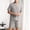 Gray, variant on Tranfacy Men Summer Pajamas Set Solid Collared Short Sleeve Top and Elastic Waist Shorts with Side Pockets 2 Piece Relaxed Indoor Loungewear