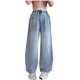 thumbnail image 1 of Odeerbi 5-15 Años Chicas Vaqueros de Piernas Anchas Pantalones de Vaquero de Color Sólido Pantalones Sueltos Ropa Exterior Casual Pantalones de Piernas Rectas, 1 of 9