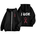thumbnail image 2 of XIAONU Women'S Hoodies Breast Cancer Prevention Monthly Zipper Hooded Long Sleeve Pocket Drawstring Casual Fleece Sports Hoodie, 2 of 6