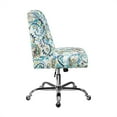 thumbnail image 4 of Linon Draper Paisley Upholstered Swivel Office Chair in Blue, 4 of 10