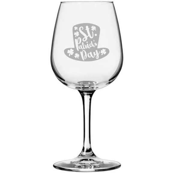 Top Hat Saint Patricks Day St Patrick's Day Etched 12.75oz All Purpose Libbey Wine Glass