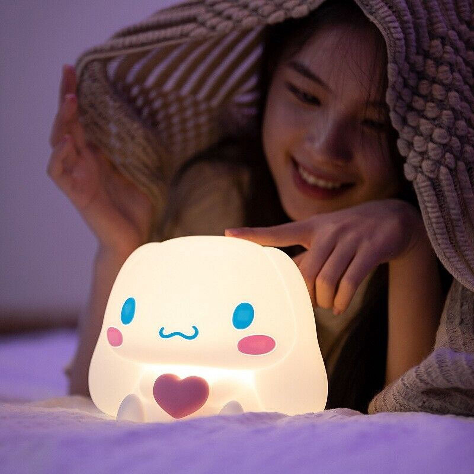 Kawaii Cute Heart Cinnamoroll Pat Night Light Cartoon USB Rechargeable Induction Bedside Night Lamp with Remote