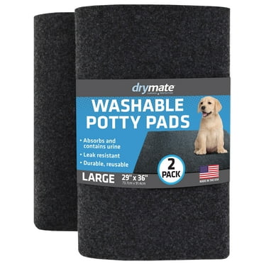 Drymate Washable Pee Pads for Dogs (2-Pack), Waterproof, Absorbent, Non-Slip, Reusable Pet Training Potty Puppy Mats, Housebreaking, Incontinence Bed Pads, Crate/Kennel (USA Made) (Large, 29” x 36”)