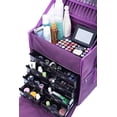thumbnail image 4 of Professional Makeup Artist 2 in 1 Rolling Makeup Train Case Cosmetic Organizer Soft Trolley w/ Storage Drawers & Metal Buckles (Purple Fabric), 4 of 4