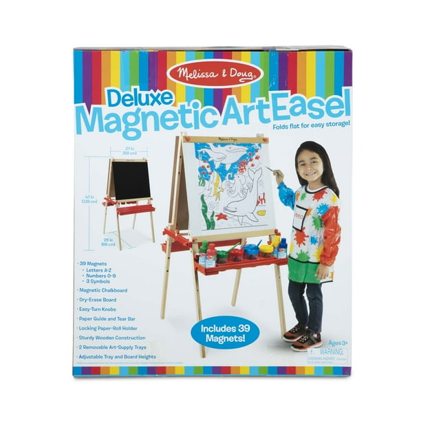Melissa & Doug Deluxe Standing Art Easel With Chalkboard, Dry