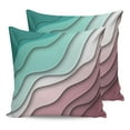 thumbnail image 7 of Outdoor Throw Pillow Cover Geometric Wave Line Teal Pink Gradient Waterproof Cushion Covers 2 Pack Modern Abstract Ocean Beach Pillow Cases Home Decoration for Patio Garden Couch Sofa, 7 of 7