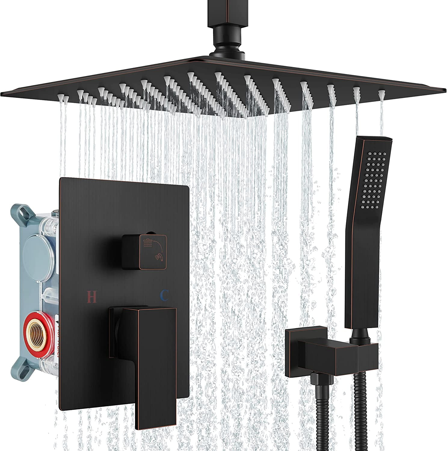 FACESOFT Shower System 12 Inch Oil Rubbed Bronze Rain Shower Head with