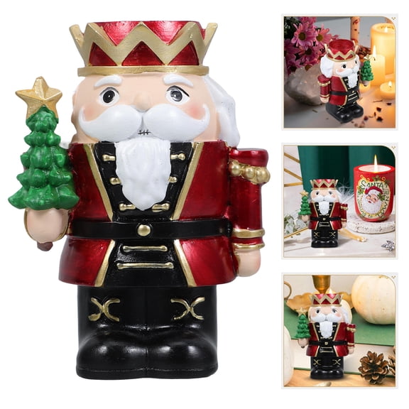 FRCOLOR Christmas Nutcracker Candle Holders Figures Table Centerpieces Tabletop Decorations Tiered Tray Ornaments Indoor Farmhouse Rustic Home Shelf Display