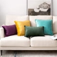 thumbnail image 6 of Pack of 2 Velvet Throw Pillow Covers Pompom Decorative Pillowcases Solid Soft Cushion Covers with Poms Square for Couch Sofa Bedroom Car 18x18inch Dark Green, 6 of 6