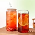thumbnail image 2 of YRYG YRYG Glass Cups with Bamboo Lids and Glass Straw, Can Shaped Drinking Glasses Ice Coffee Bottle Glasses Fruit Juice Cup Great for Soda Cocktail Beer Whiskey (6pcs), 2 of 5