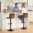 thumbnail image 4 of FIRAVOE Bar Stools with Back Set of 2, Swivel Counter Height Bar Stools (24"-32" Adjustable Height) Barstools with Footrest, Brown Faux Leather Bar Chairs for Kitchen Island, 4 of 11