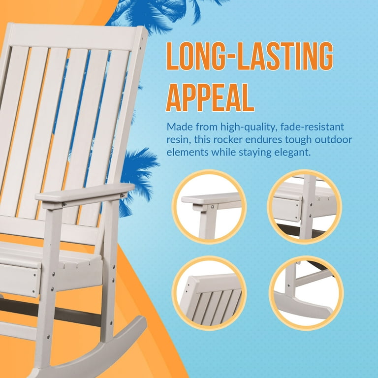 Blue Wave Ez-Care Tek-Wood™ Adirondack Rocker - White - Walmart.com