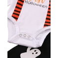 thumbnail image 6 of Qiylii Baby Boys Halloween Outfit,Gentleman Letter Romper+Ghost Print Pants+Hat, 6 of 9