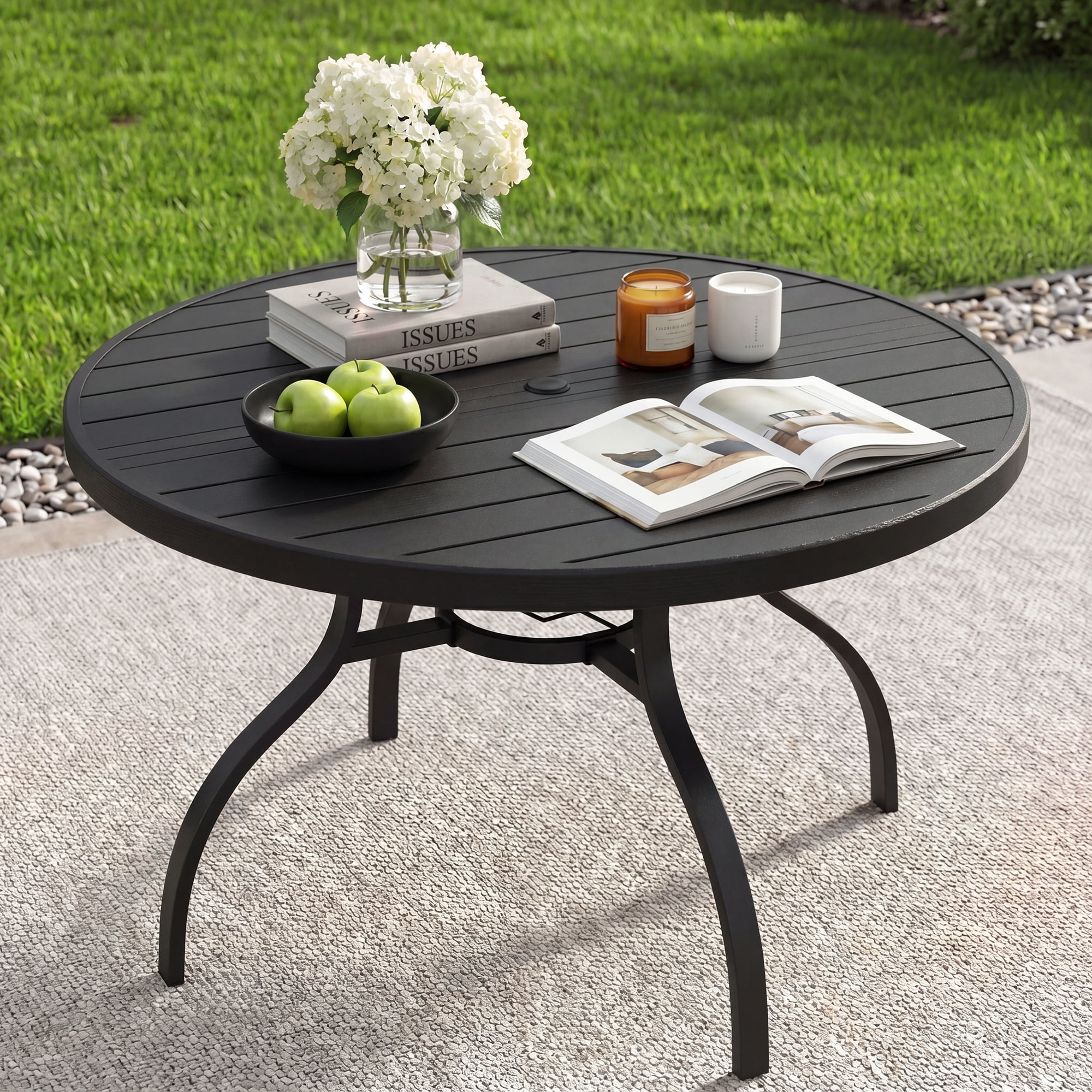 Oudoor Indoor Dinning Round Table Black