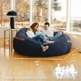 thumbnail image 2 of Big Joe Fuf 7Ft Giant Foam Bean Bag Chair Couch with Removable Cover for Kids, Teens, Adults, Midnight Blue Corded Plush, 7 foot Oversized, 2 of 8