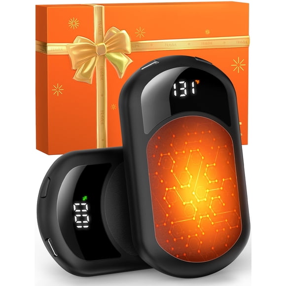 Calentadores de manos Hotdot recargables, paquete de 2 unidades con pantalla LED, color negro