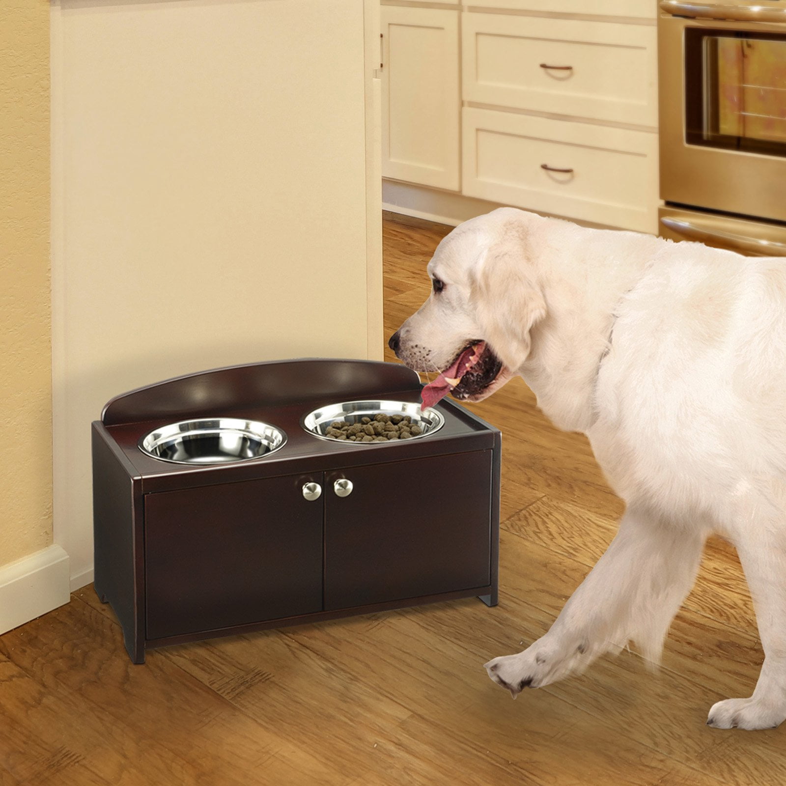 Elegant Wooden Pet Feeder M