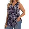 thumbnail image 3 of WellSize Plus Size Tank Tops for Women Henley V Neck Sleeveless Shirts Dressy Floral Blouses Summer Tunic Tops, 3 of 7