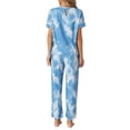thumbnail image 3 of INSPIRE CHIC Women's Pajamas Set Soft Sleepwear Tie Dye T-shirt with Pants Sweatsuit Outfits with Pocket S Blue, 3 of 6