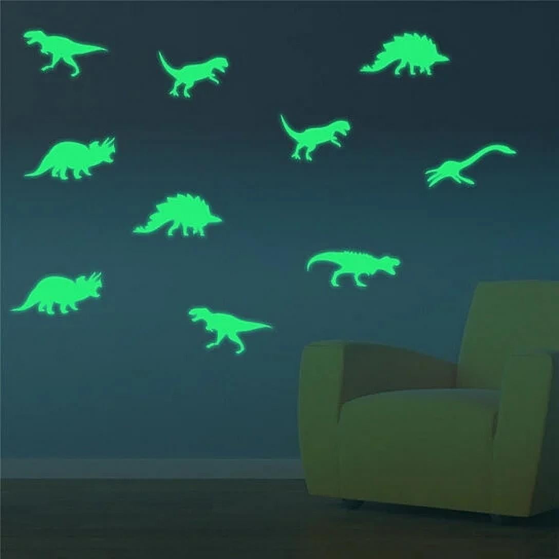 9Pcs 3D Dinosaur Fluorescent Wall Stickers Glow In The Dark Kids Room Decor 