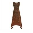 thumbnail image 7 of Sakmal A Line Women Dresses Tank Long Asymmetrical Hem Brown Dress Floral Dresses for Women, 7 of 7
