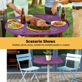 thumbnail image 6 of Elastic Fitted Round Tablecloth, Purple Boho Waterproof Stretch Table Cover for 45"-54" Tables, Country Abstract Geometric Ethnic Aesthetic Washable Outdoor Tablecloths for Patio, Picnic, Camping, 6 of 9