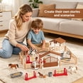 thumbnail image 3 of CYFW Horse Stable Figurine Playset Horse Toys with Rider Hurdle Figures Fence Kids Pretend Play Horse Racing Toys Set for 3 4 5 6 Year Old Boy Girl, 3 of 7