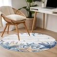 thumbnail image 5 of Blue Starfish Coastal Round Area Rug 4ft, Eucalyptus Summer Nautical Shell Wooden Washable Non-Slip Circle Rugs for Bedroom Living Room Kitchen, Soft Non Shedding Circle Carpet for Dining Room Dorm, 5 of 9