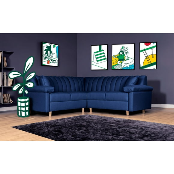 Sala Esquinera Makora de Lino Azul Modelo Miller