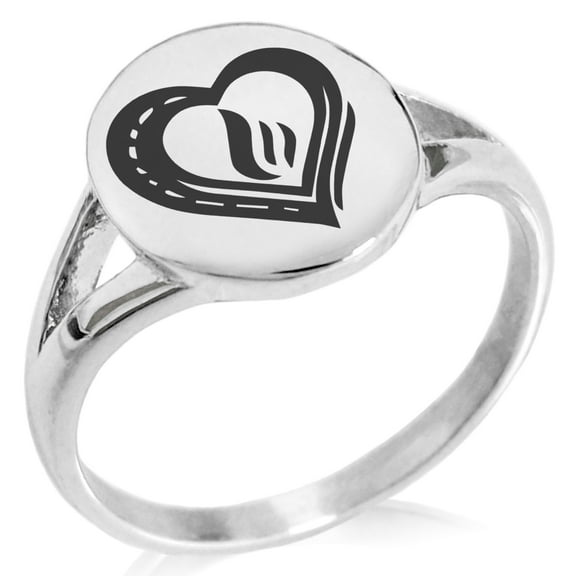 Tioneer Stainless Steel Life Magic Rune Minimalist Oval Top Polished Statement Signet Ring