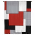 thumbnail image 2 of Red Grey Black Geometric Sheer Curtains 96 Inches Long, Middle Century Modern Art Abstract Light Filering Curtains, Privacy Drapes Simi Floor to Veiling Curtain for Living Room Large Window Treatment, 2 of 9