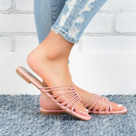 

BRISEZZS Women s Slide Sandals- Solid Casual Open Toe Beach New Style Summer Flat Slide Sandals #339 Pink-38
