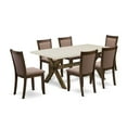 thumbnail image 6 of East West Furniture X727MZ748-7 7 Piece Modern Dining Set - A Dining Table with Trestle Base and 6 Coffee Dining Chairs - Distressed Jacobean Finish, 6 of 8