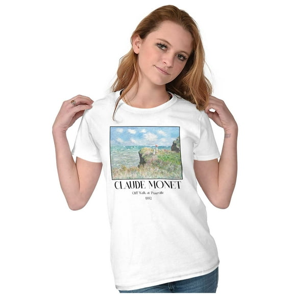 Claude Monet Cliff Walk at Pourville Womens Slim Fit Graphic Tee Brisco Brands S