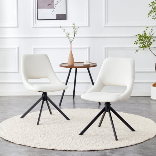 Dining Chairs Set of 2, Comfortable Swivel Dining Room Chair, Metal Kitchen Chairs with GoldMesh Scratch-Resistant Leather and High Back