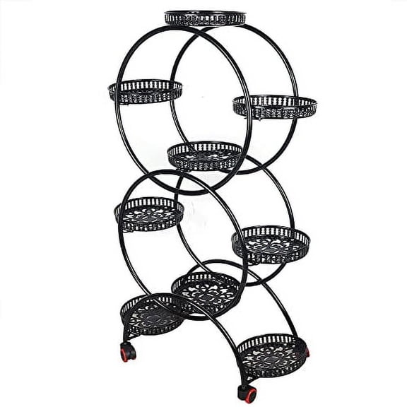 6 Tier Plant Stand for Indoor and Outdoor, Metal Plant Stand Shelf, Flower Pot Holder Shelves for Multi Plants, Multilayer Potted Planters Display Rack, Black