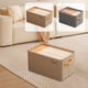 thumbnail image 1 of Organizador de cajas de almacenamiento de ropa | Cesta de tela no tejida engrosada, diseño plegable, asas reforzadas, gris caqui, 35x25x22cm, solución de almacenamiento para armarios que ahorran, 1 of 6