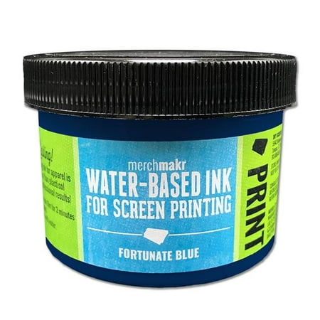Merchmakr MM-WBFBL-8OZ 80 oz Water-Based Ink for Screen Printing, Fortunate Blue (Best Ink For Screen Printing On Glass)